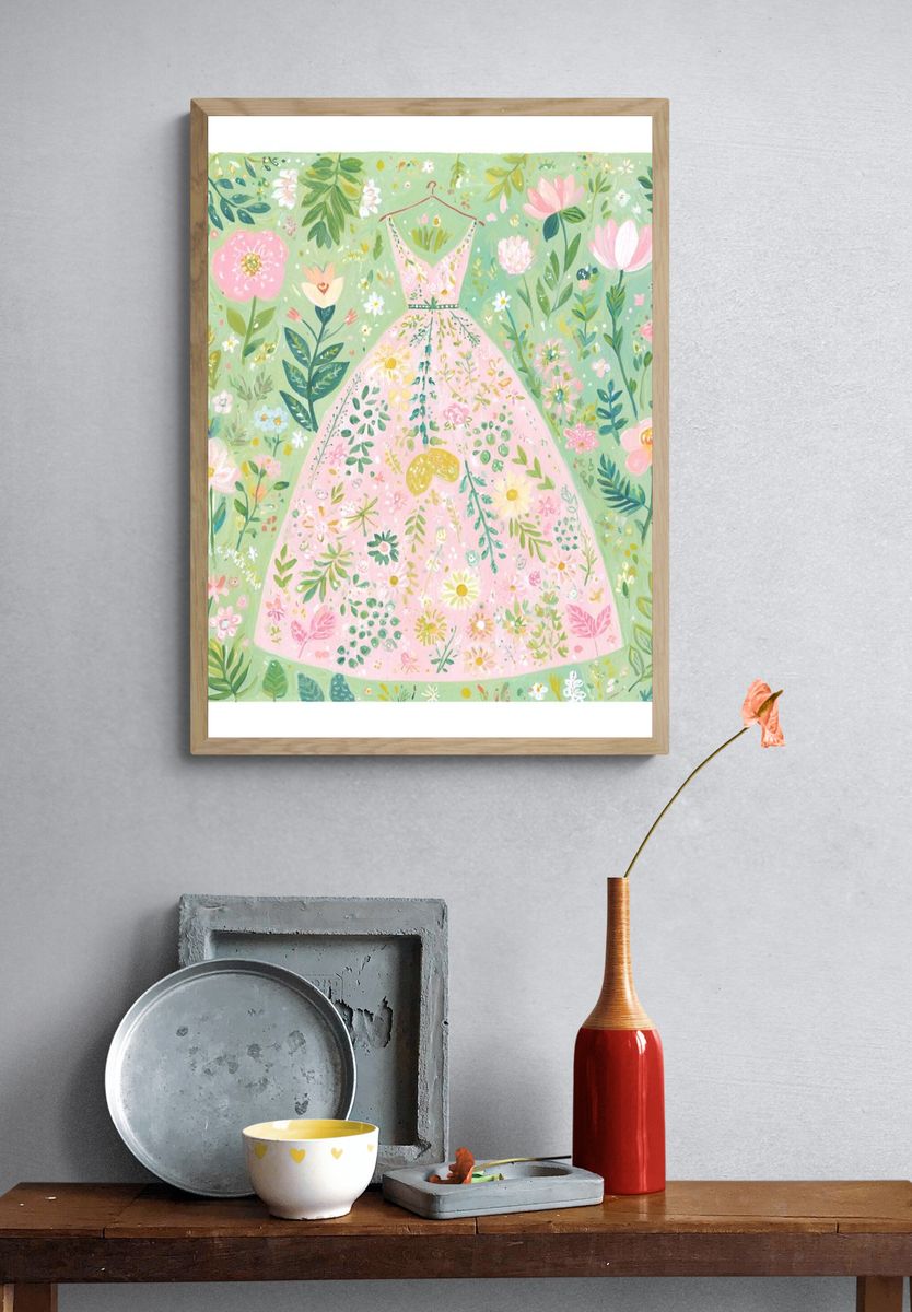 Floral Dress Illustration Poster. — room view 3