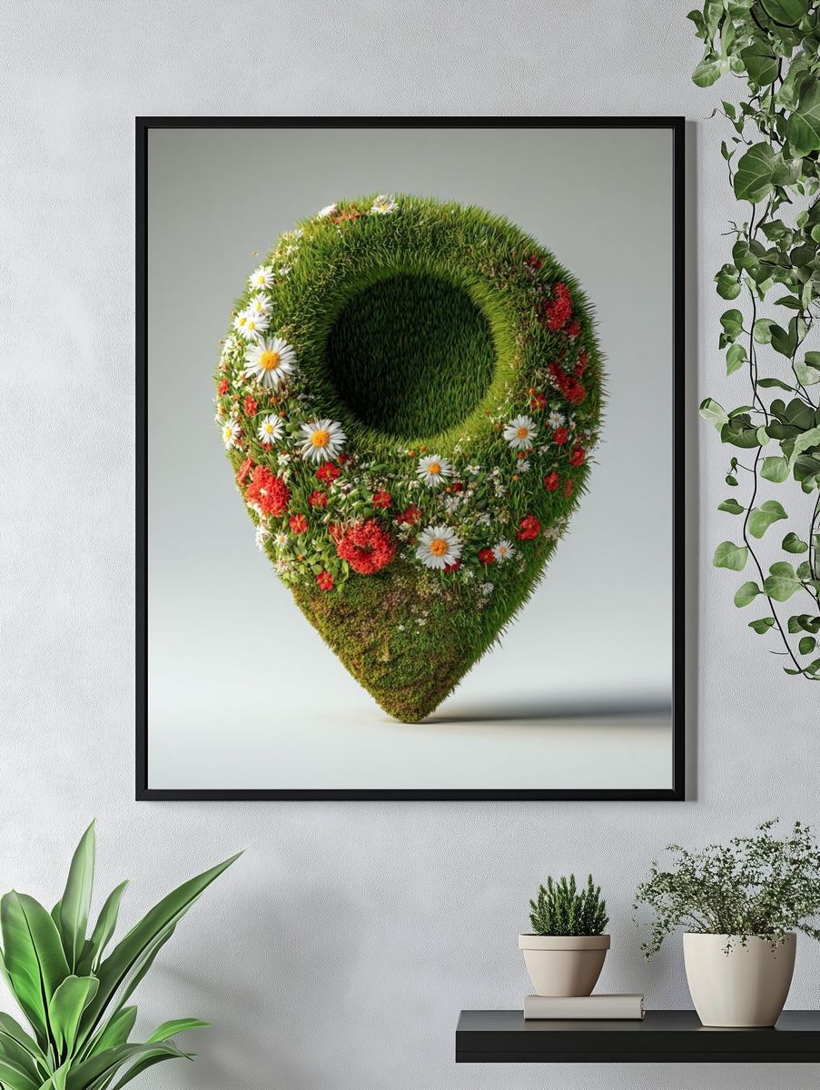 Floral Location Marker — Illustration Print. — room view 4