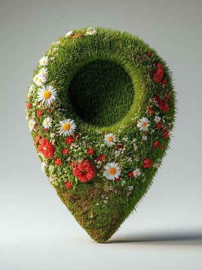 Floral Location Marker — Illustration Print. poster print