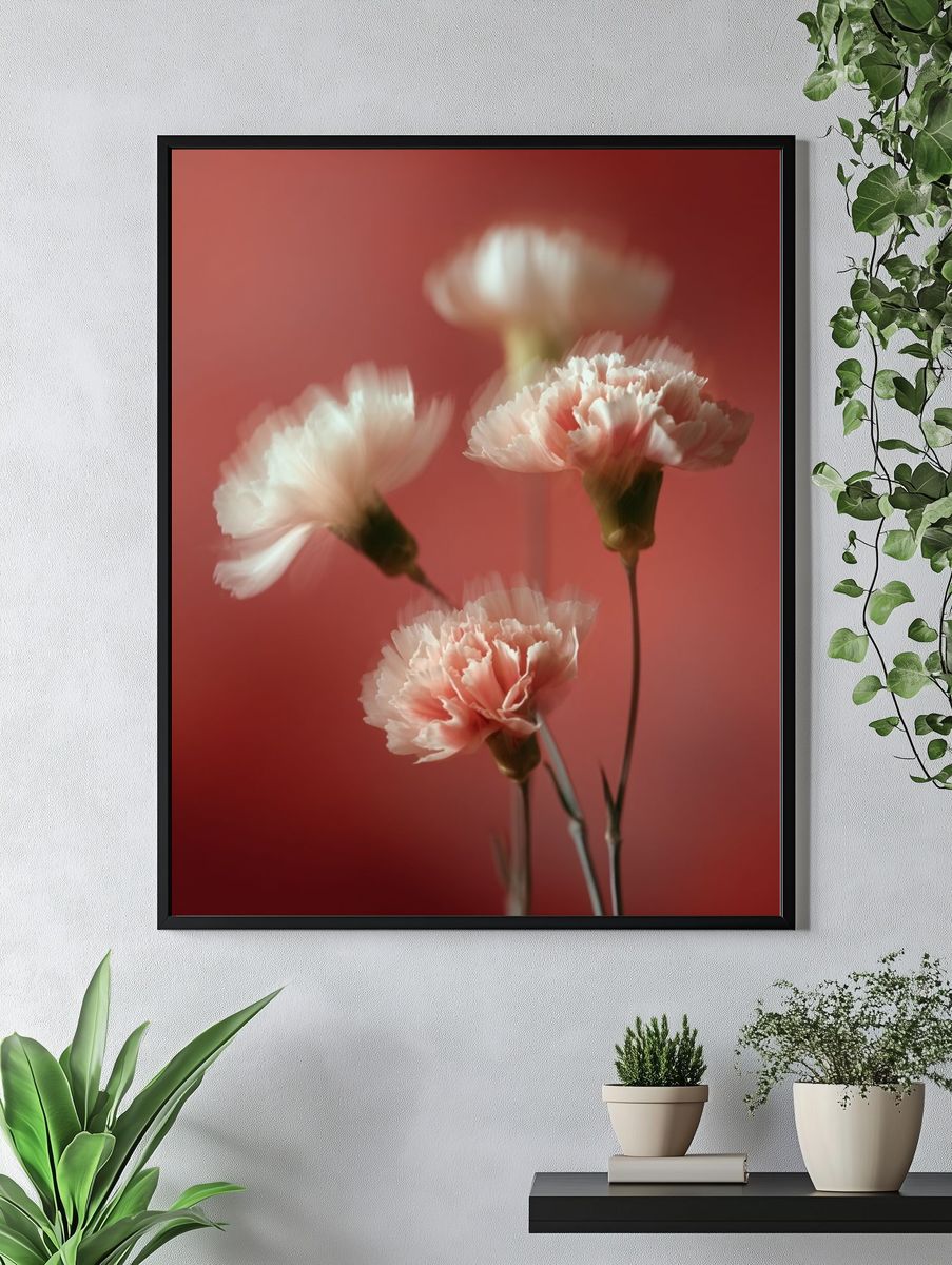 Soft Pink Carnations — Floral Print. — room view 4