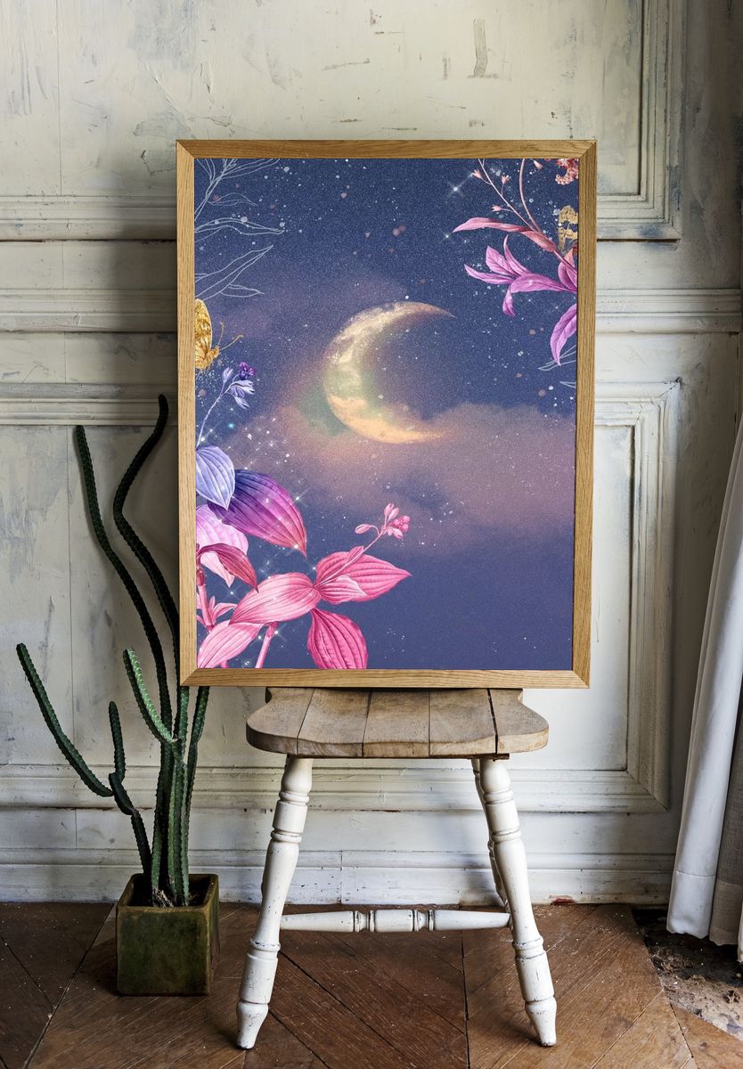 Moonlit Floral Fantasy Poster. — room view 1