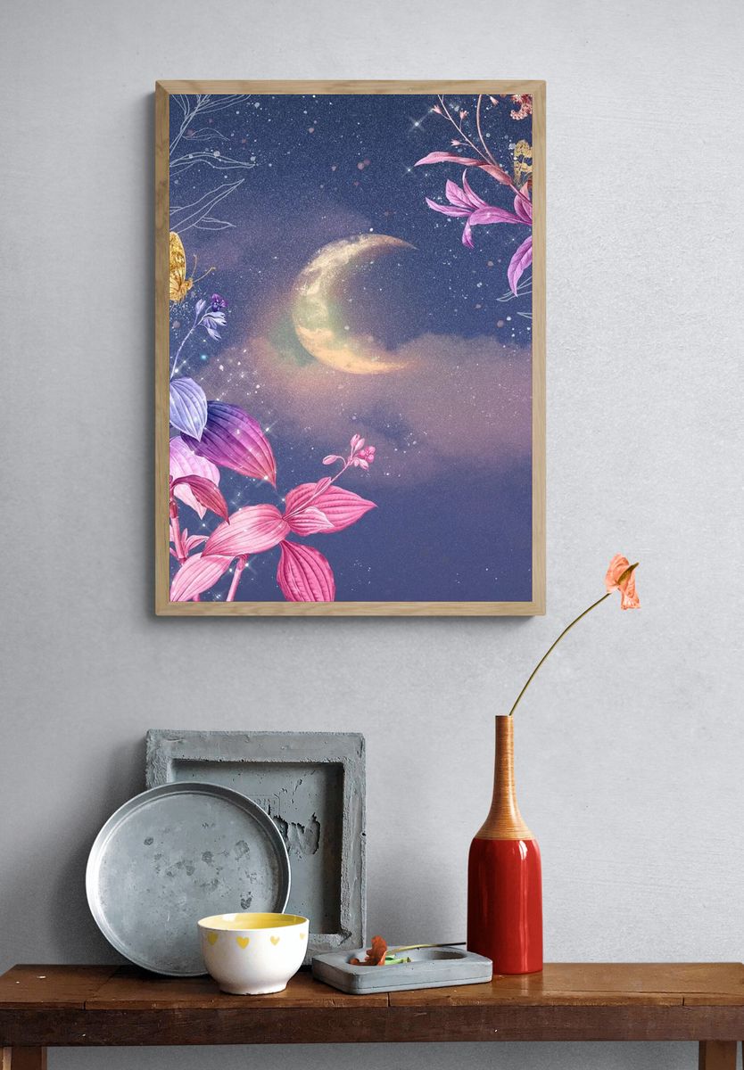 Moonlit Floral Fantasy Poster. — room view 3