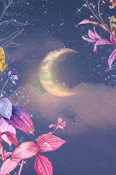 Moonlit Floral Fantasy Poster. poster print