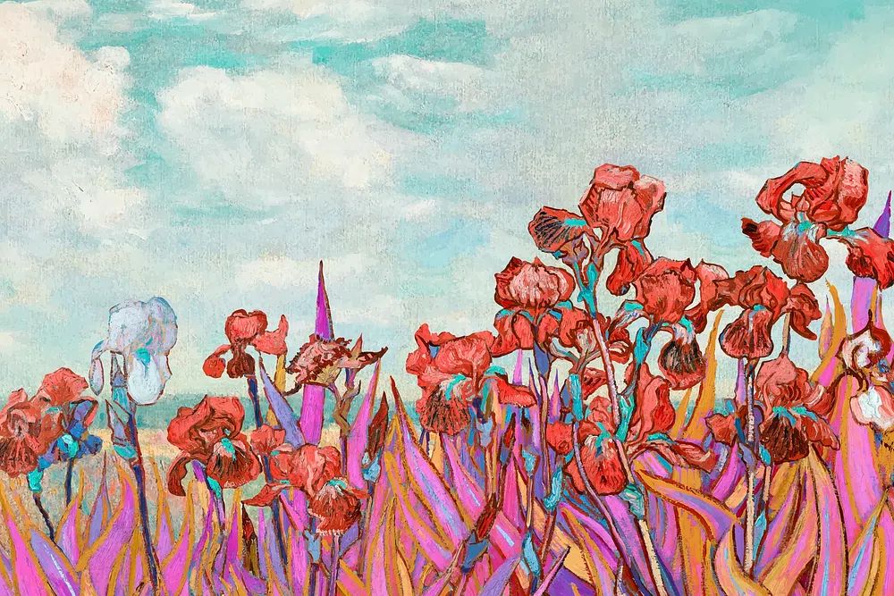 Vibrant Floral Landscape Poster. poster detail