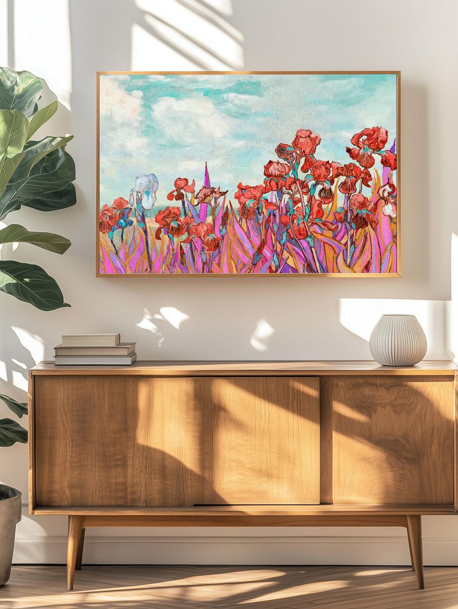 Vibrant Floral Landscape Poster. — room view 3