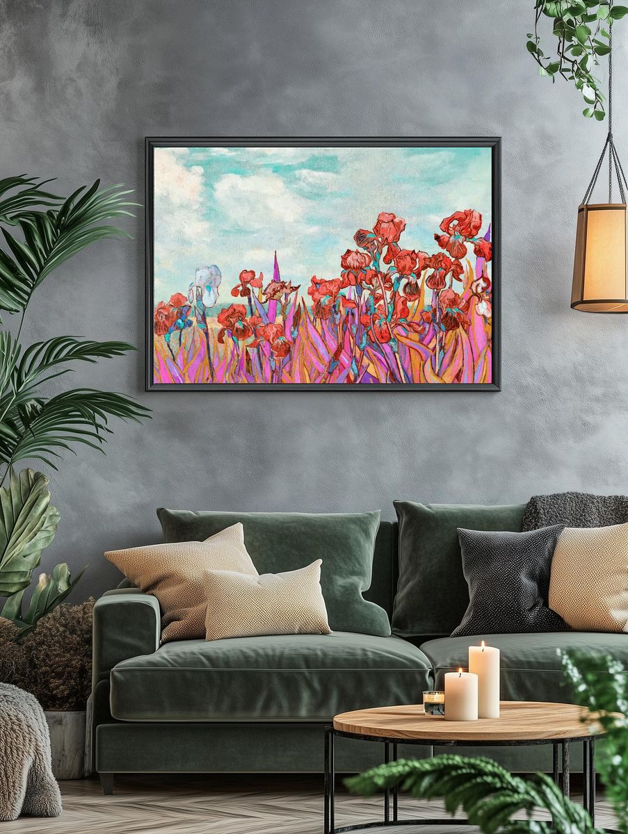 Vibrant Floral Landscape Poster. — room view 4