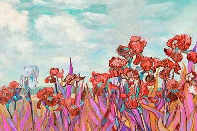 Vibrant Floral Landscape Poster. poster