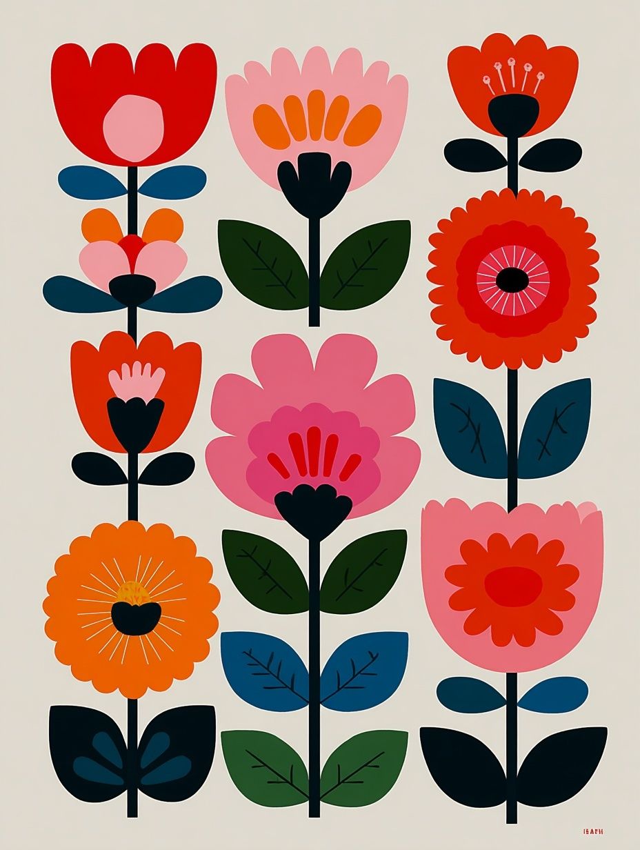 Colorful Floral Illustration Poster. poster detail