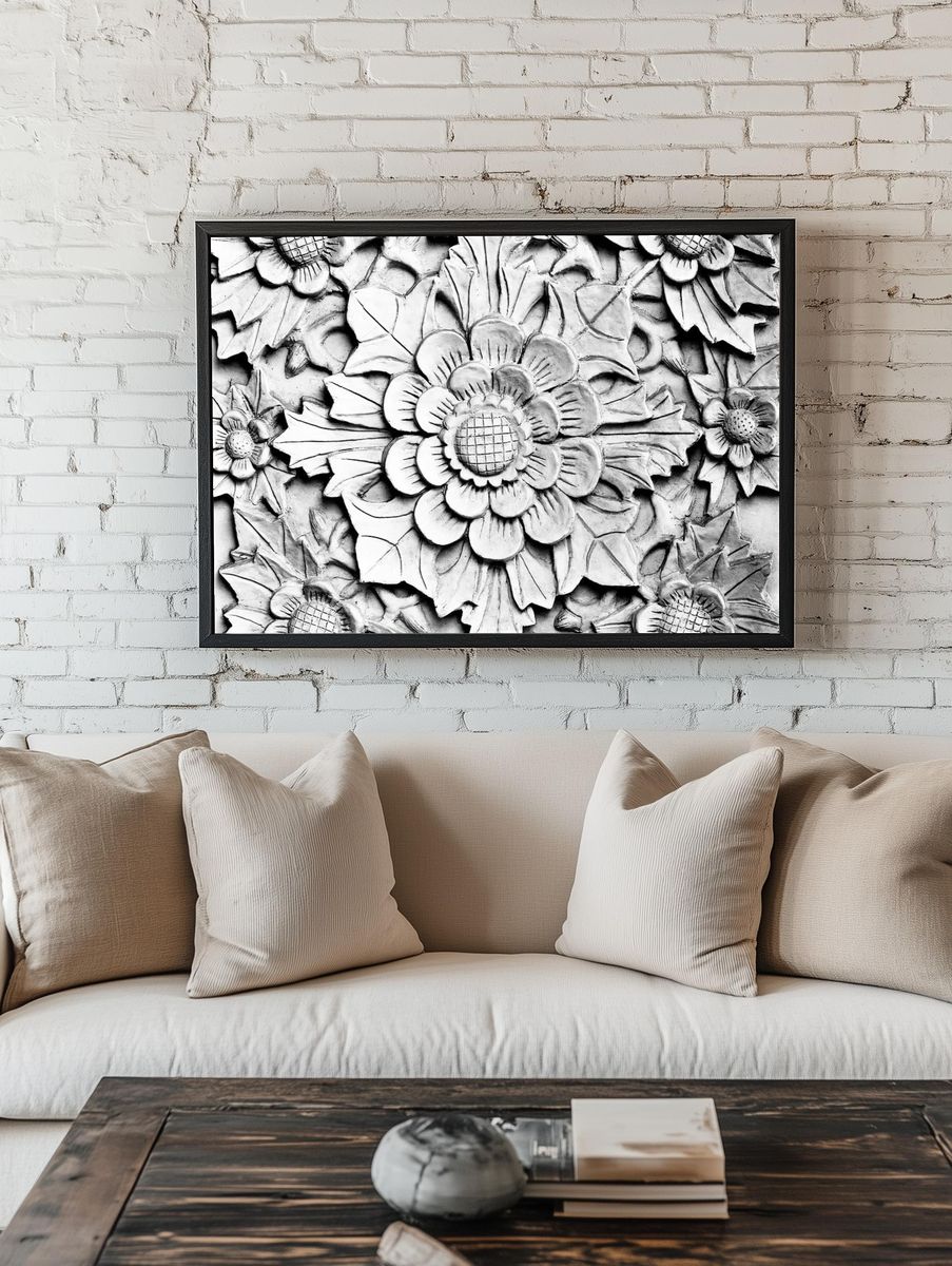 Floral Relief Sculpture Poster. — room view 1