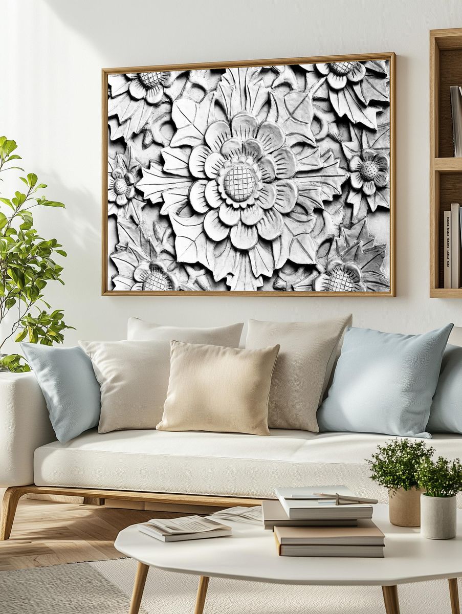 Floral Relief Sculpture Poster. — room view 2