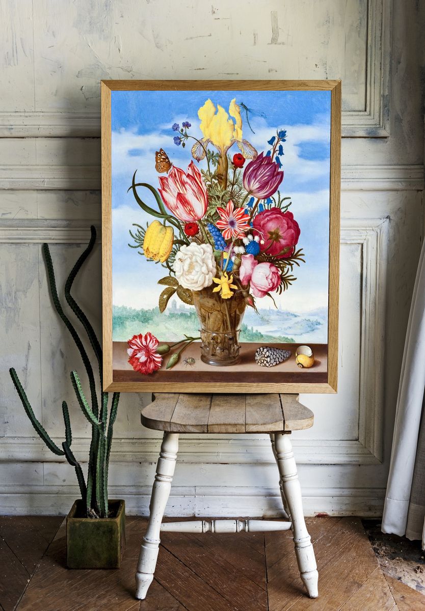 Vibrant Floral Still Life Poster. — room view 1