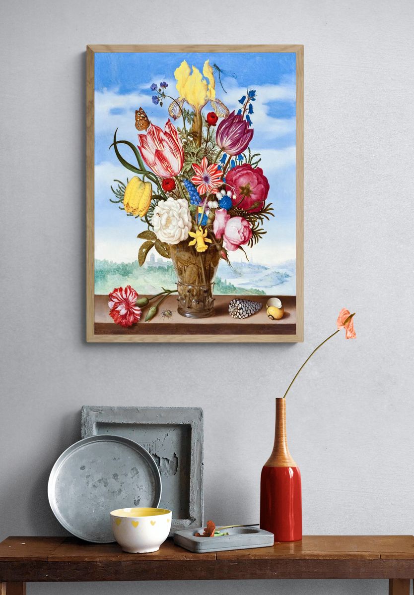 Vibrant Floral Still Life Poster. — room view 3