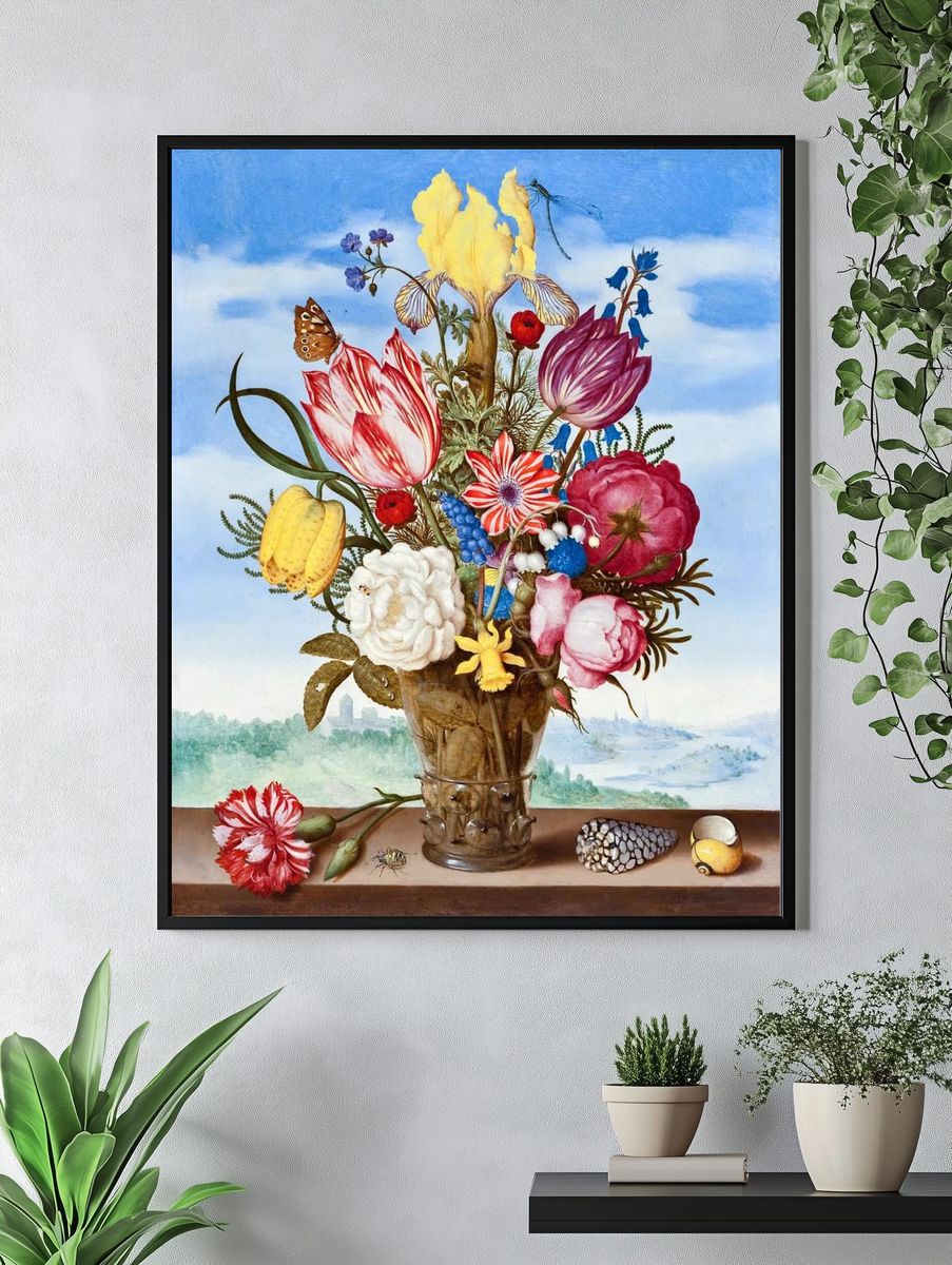 Vibrant Floral Still Life Poster. — room view 4