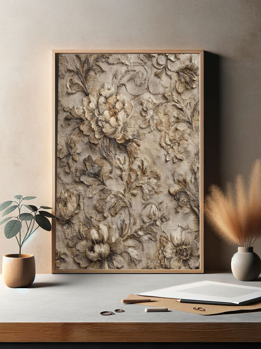 Elegant Floral Texture Poster. — room view 2