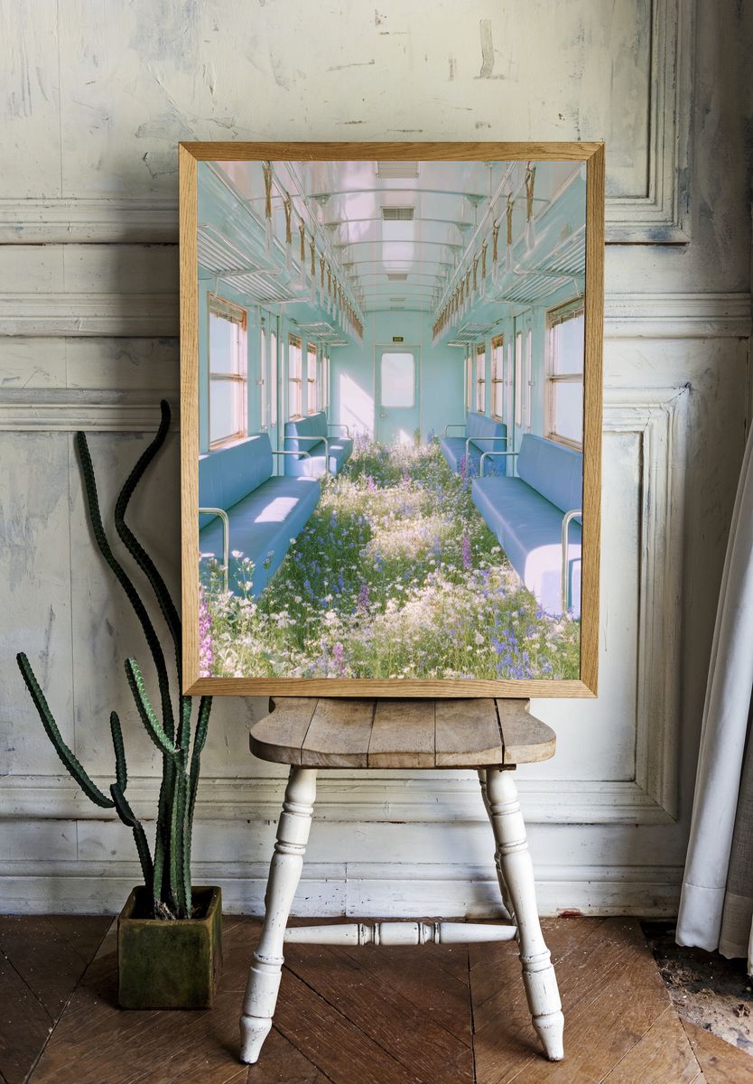 Flower-Filled Train Car — Photography Print. — room view 1