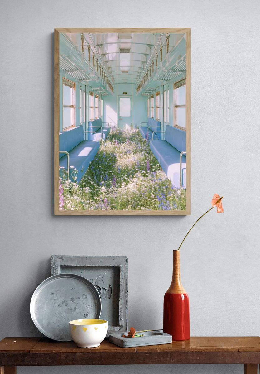 Flower-Filled Train Car — Photography Print. — room view 3