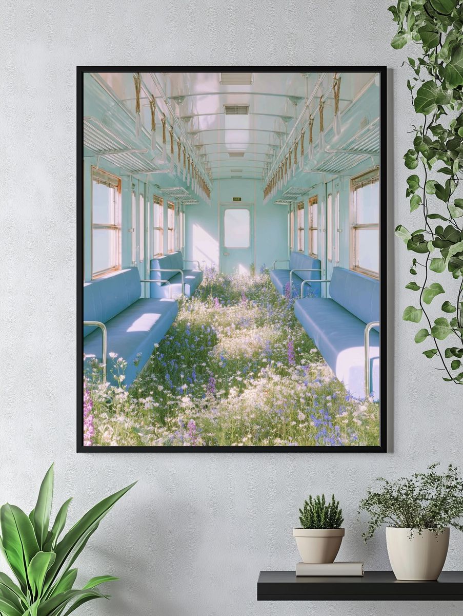Flower-Filled Train Car — Photography Print. — room view 4