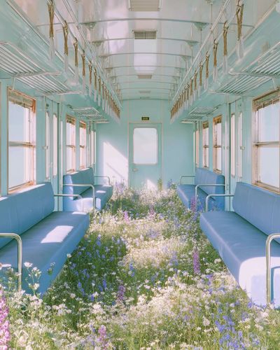 Flower-Filled Train Car — Photography Print. poster print