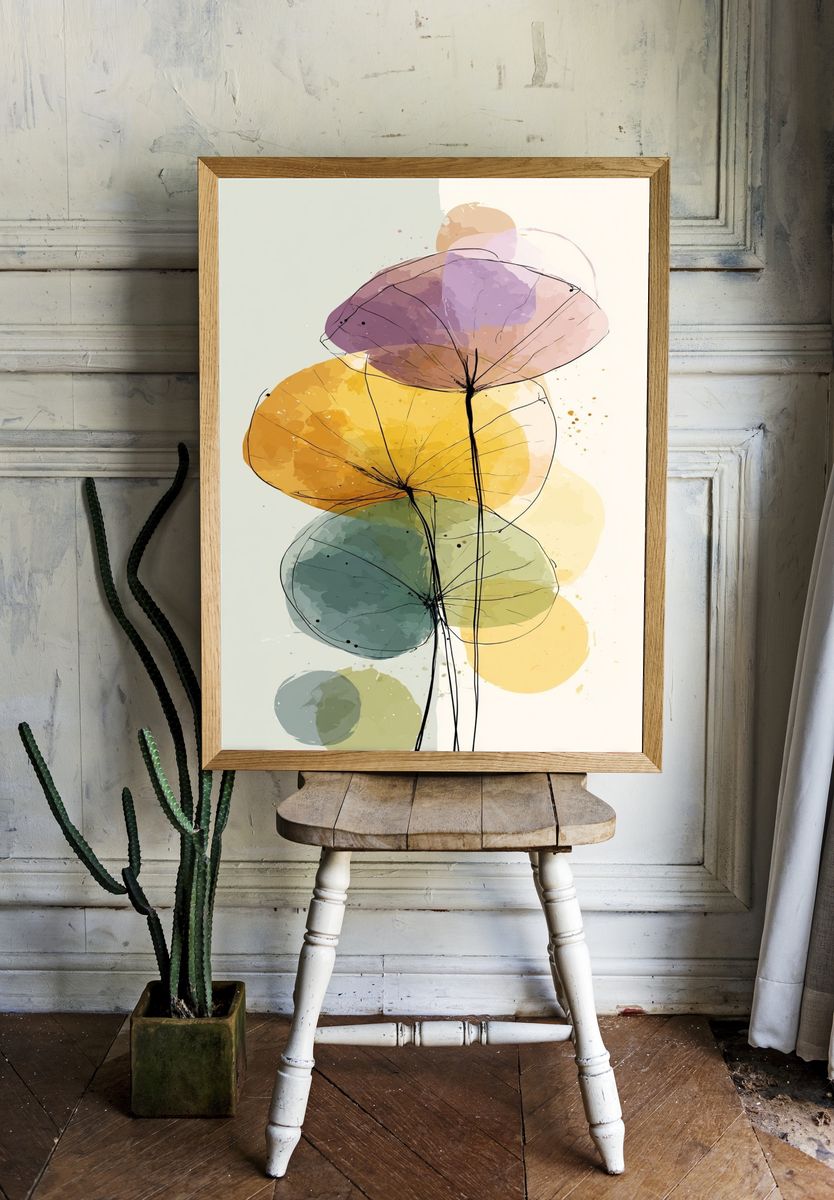 Abstract Floral Watercolor Poster. — room view 1