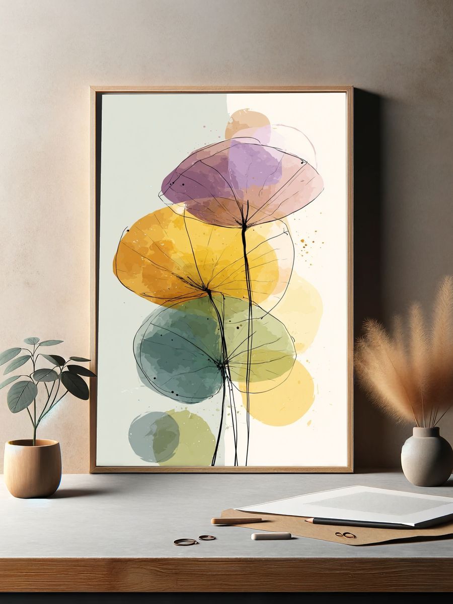 Abstract Floral Watercolor Poster. — room view 2