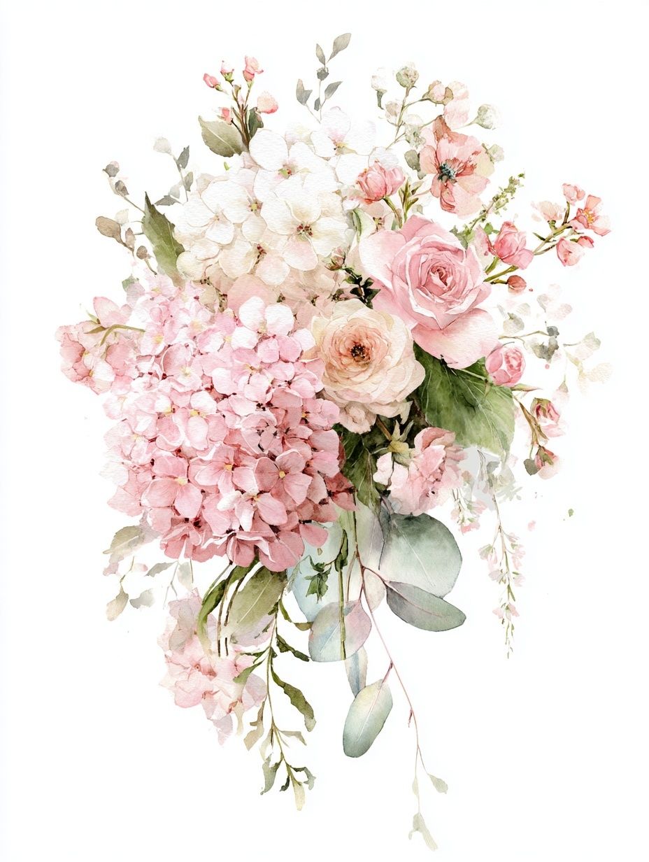 Pink Floral Watercolor Poster. poster — botanical art