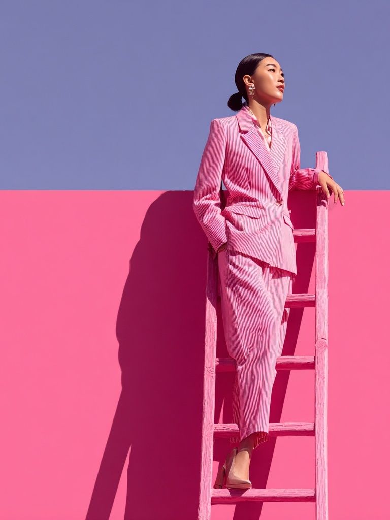Fashion Model in Pink Suit — Photography Print. poster — fashion art