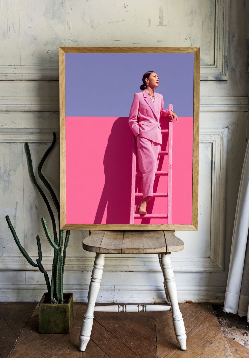 Fashion Model in Pink Suit — Photography Print. — room view 1