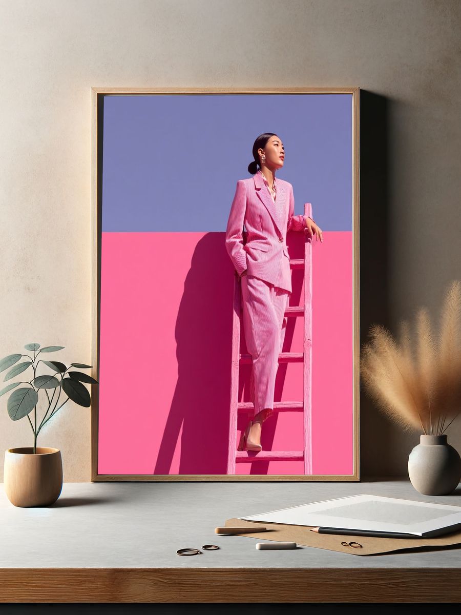 Fashion Model in Pink Suit — Photography Print. — room view 2