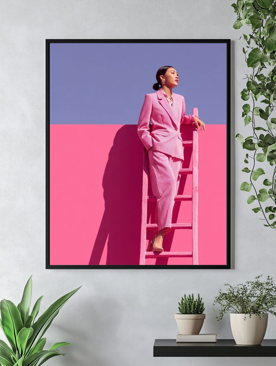 Fashion Model in Pink Suit — Photography Print. — room view 4