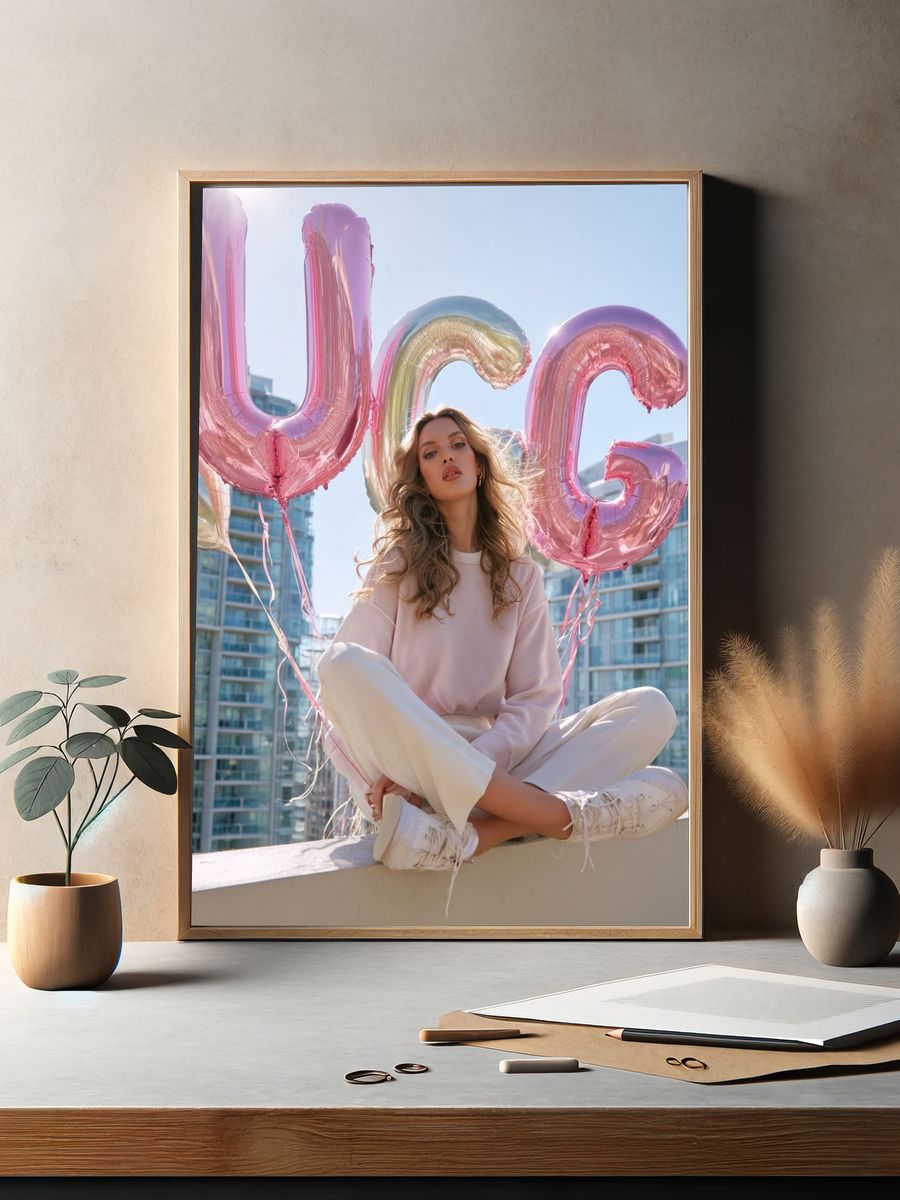 Fashion Model with Balloons — Photography Print. — room view 2