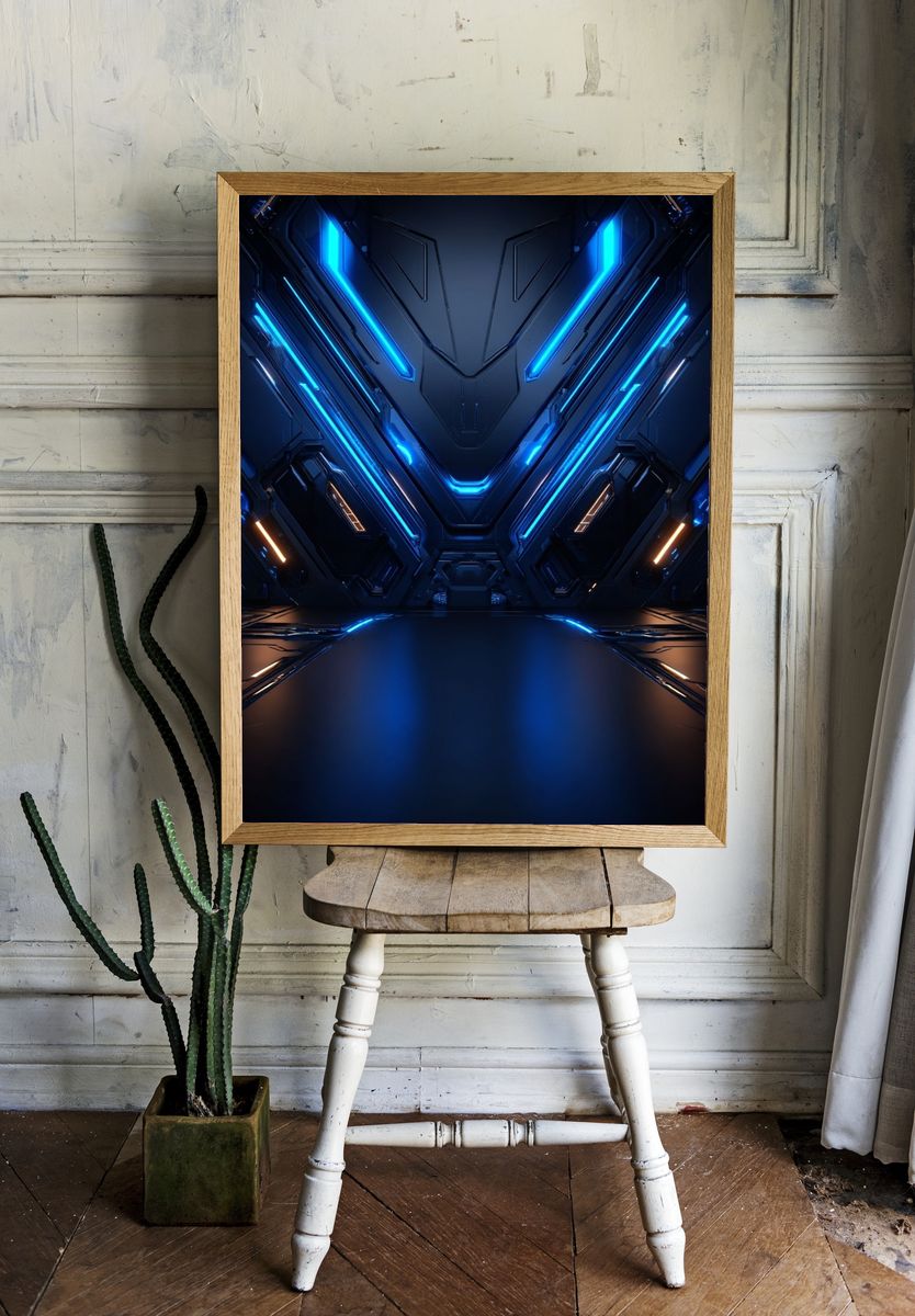 Futuristic Neon Abstract Poster. — room view 1