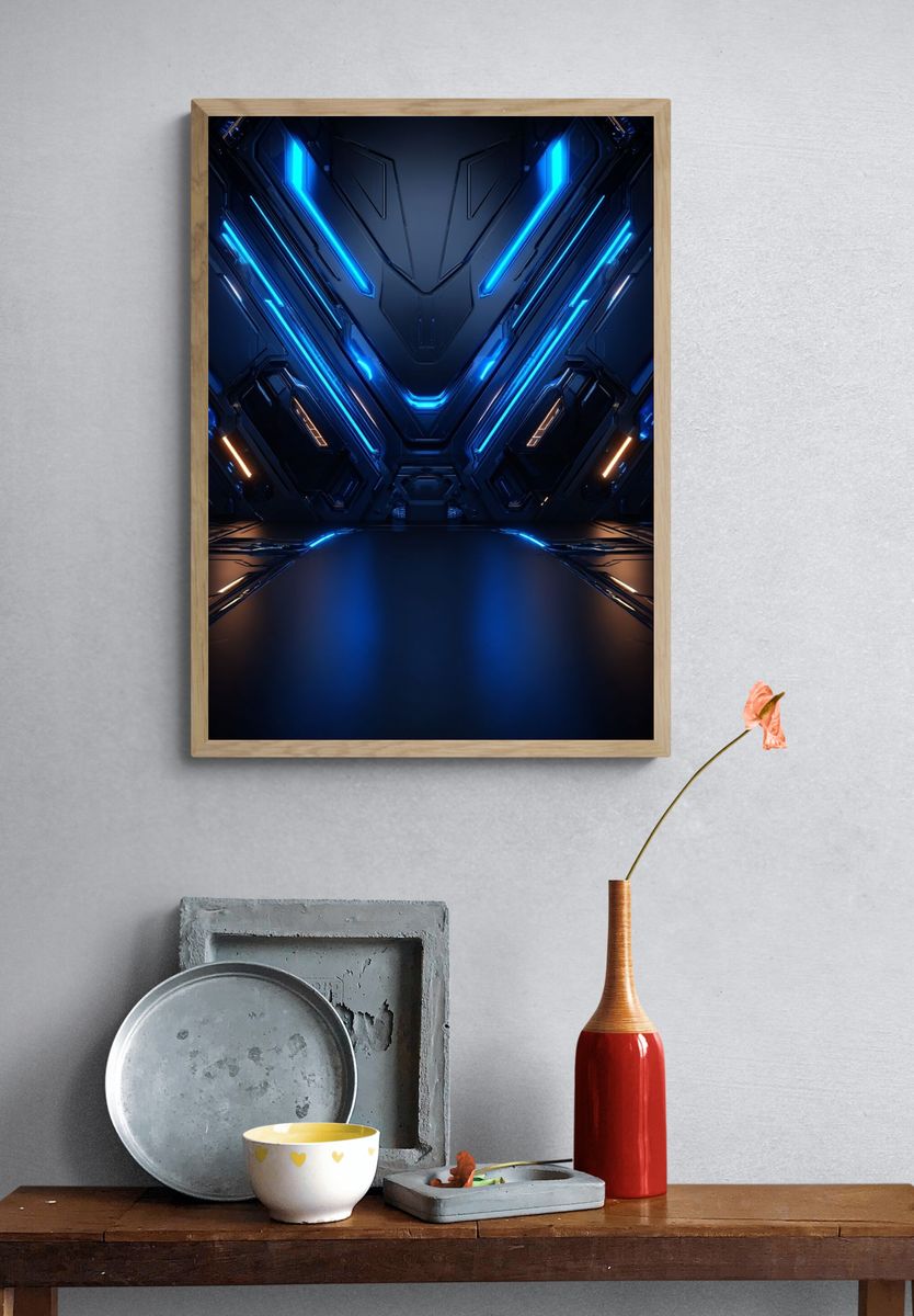 Futuristic Neon Abstract Poster. — room view 3