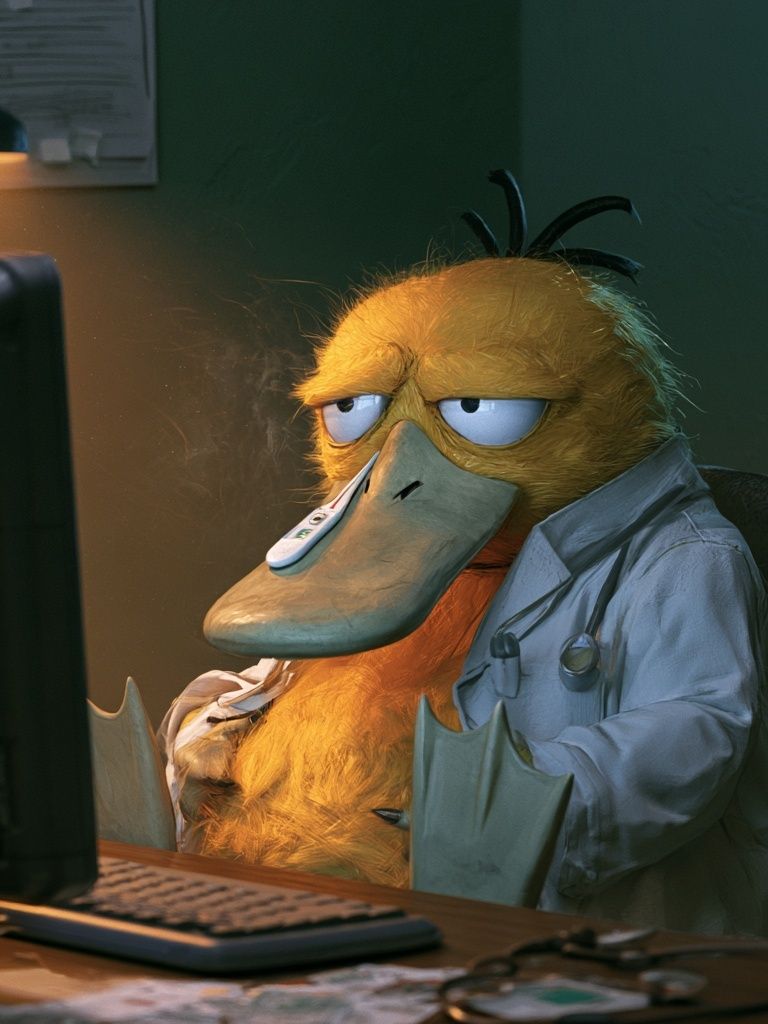 Duck Doctor Portrait Poster. poster detail