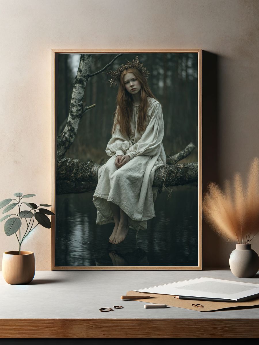 Forest Maiden Portrait Print. — room view 2