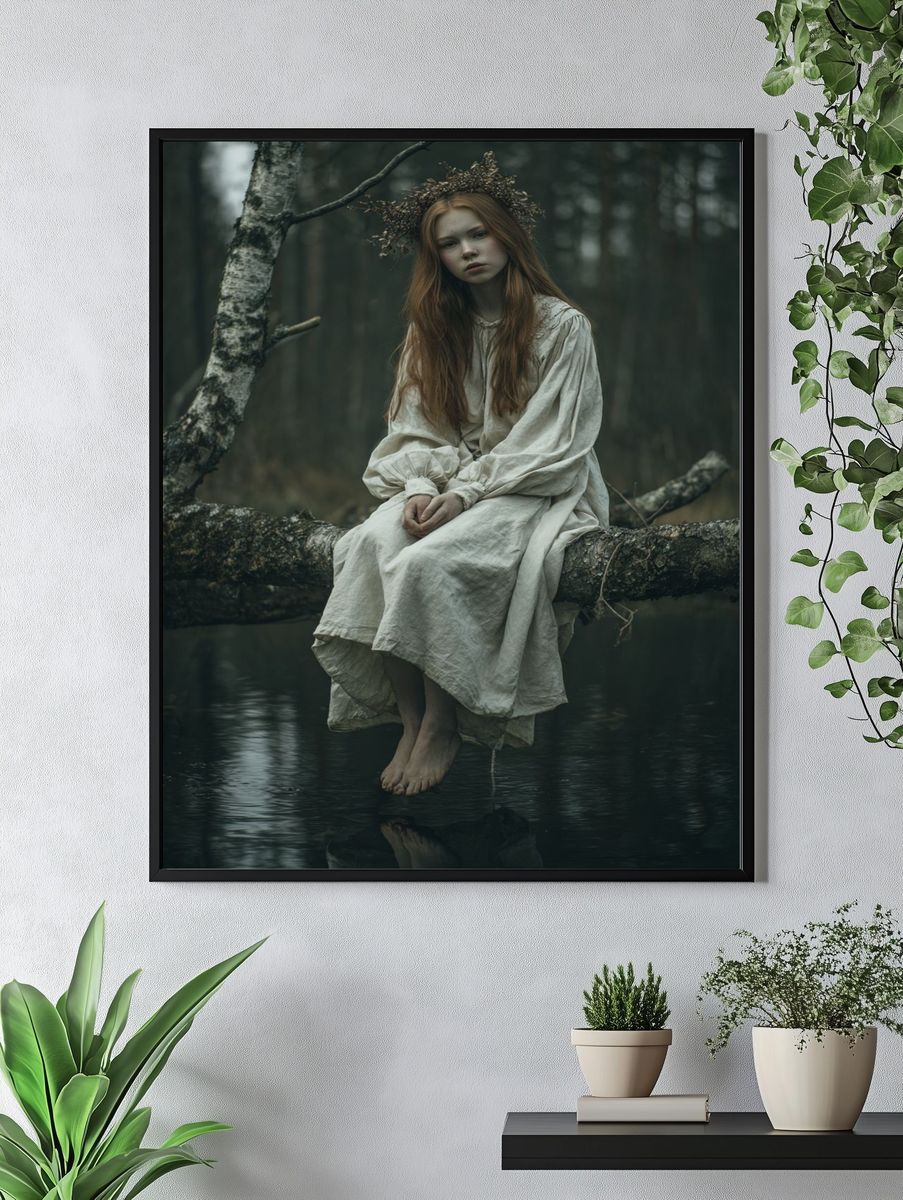 Forest Maiden Portrait Print. — room view 4