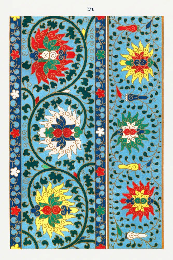Elegant Chinese Flower Pattern — Art Print. poster detail