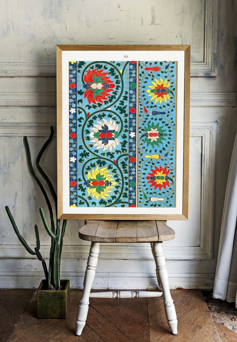 Elegant Chinese Flower Pattern — Art Print. — room view 1