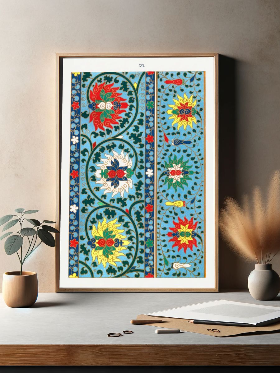 Elegant Chinese Flower Pattern — Art Print. — room view 2