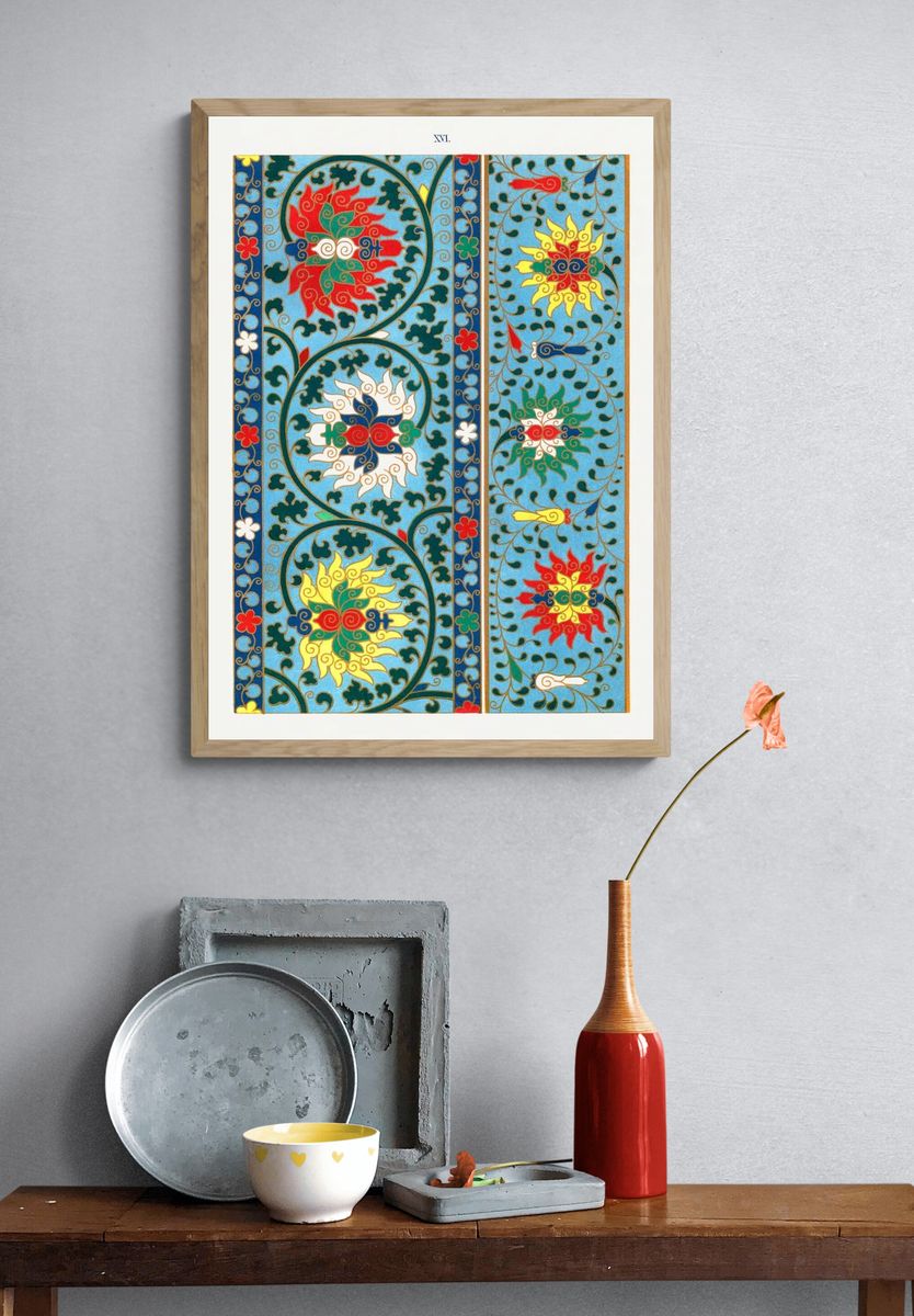 Elegant Chinese Flower Pattern — Art Print. — room view 3