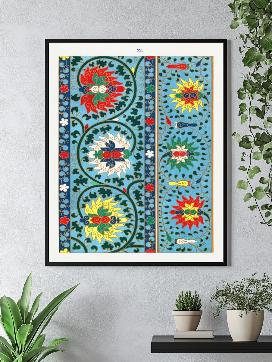 Elegant Chinese Flower Pattern — Art Print. — room view 4