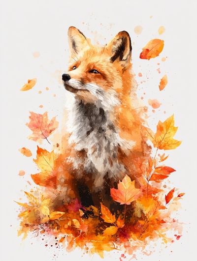 Autumn Fox Watercolor Poster. poster