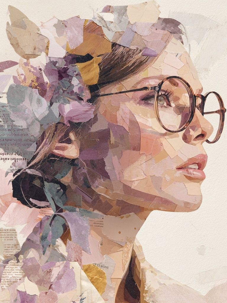 Floral Portrait Collage Print. poster — illustration art