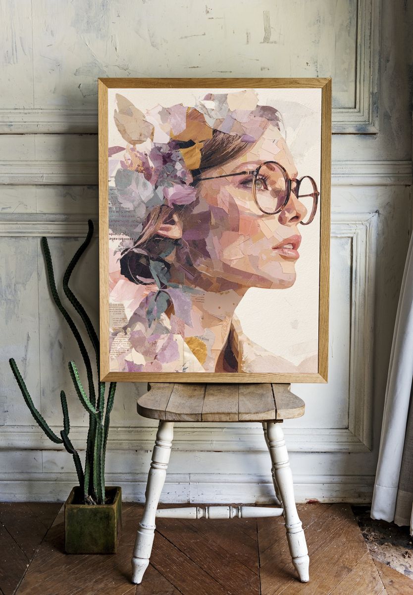 Floral Portrait Collage Print. — room view 1