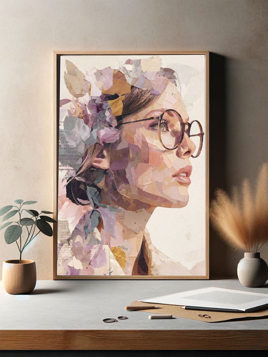 Floral Portrait Collage Print. — room view 2