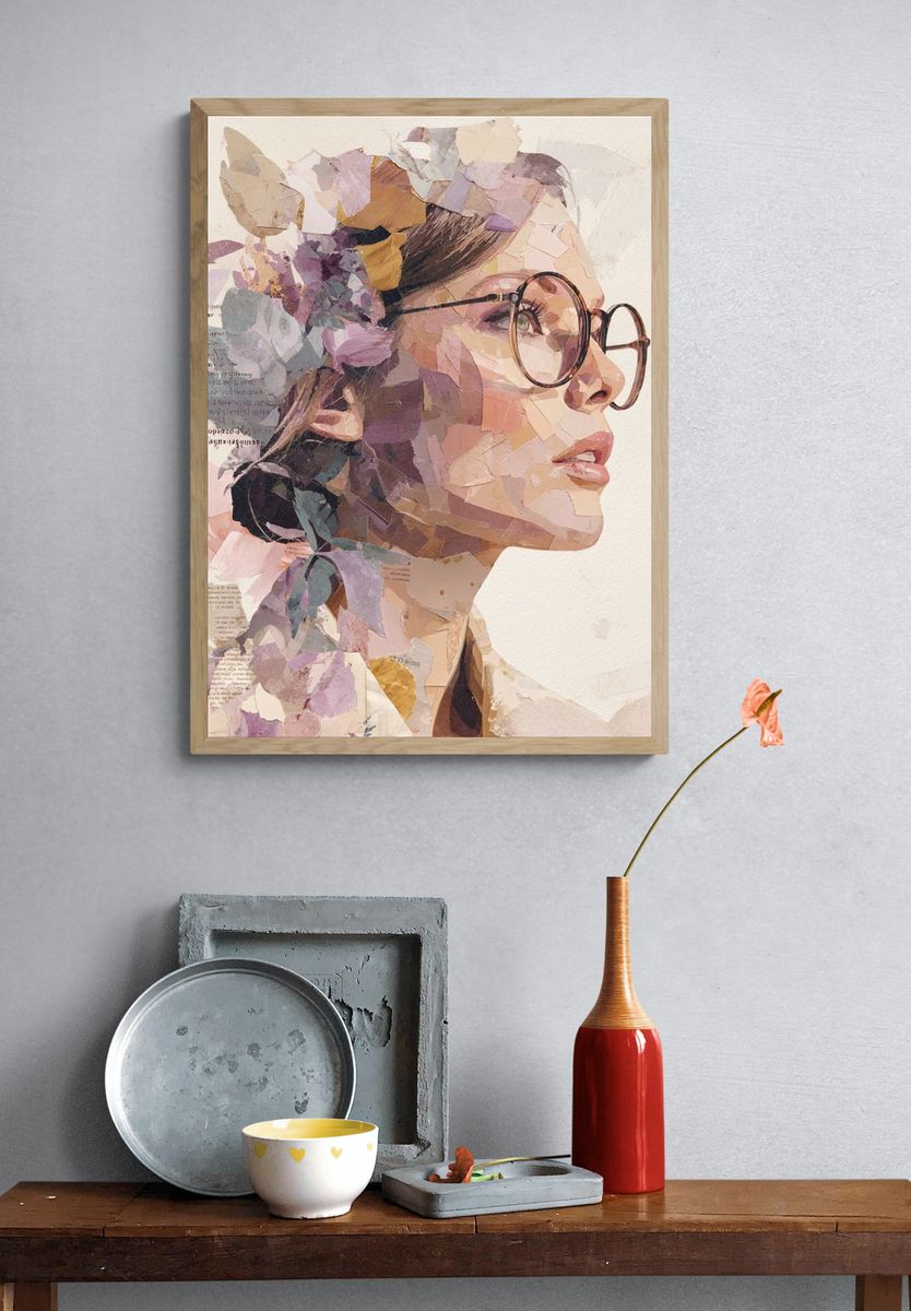 Floral Portrait Collage Print. — room view 3