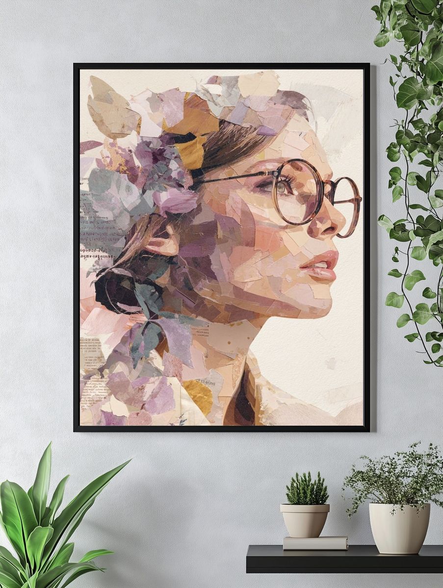 Floral Portrait Collage Print. — room view 4