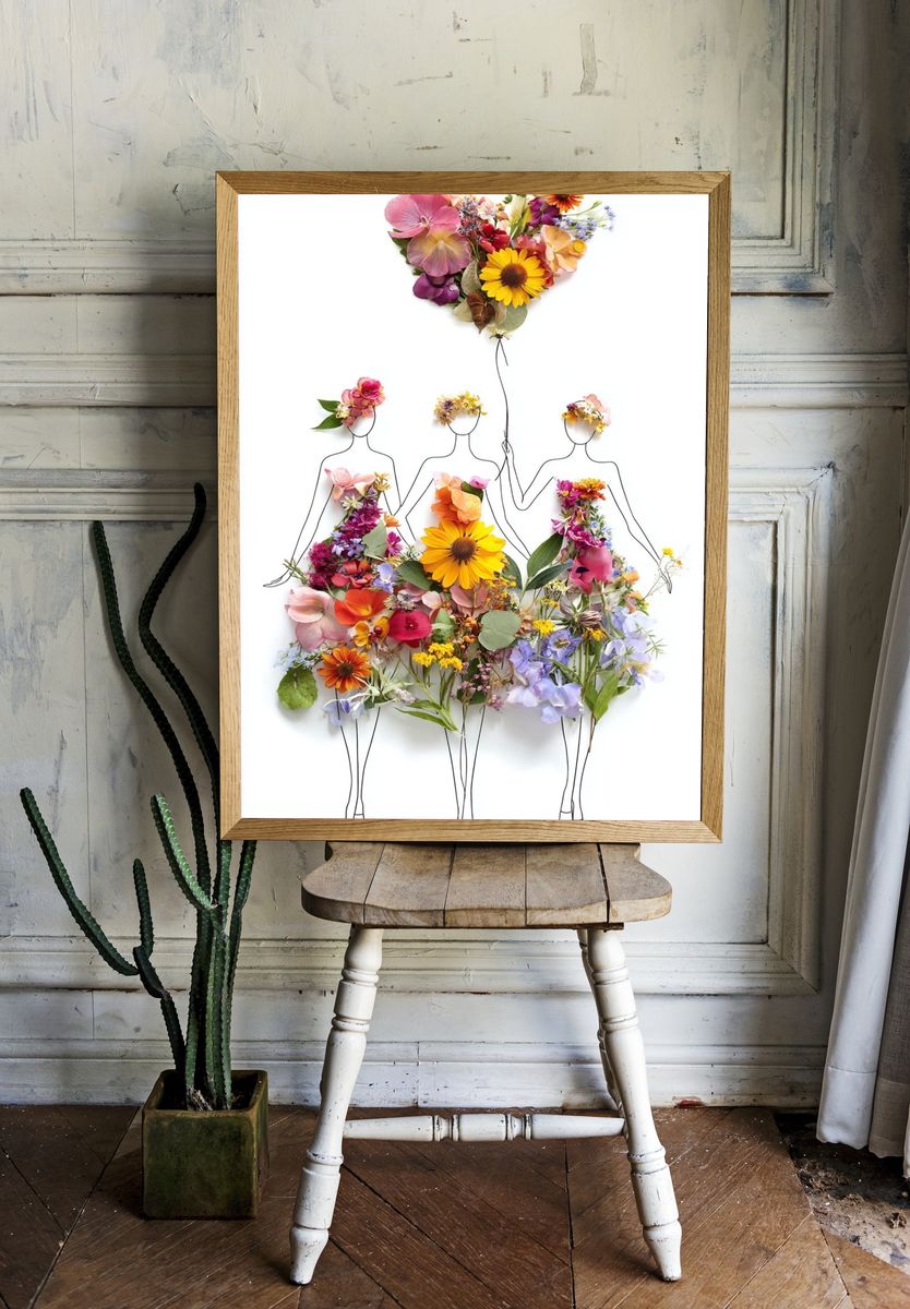 Floral Fashion Illustration Poster. — room view 1