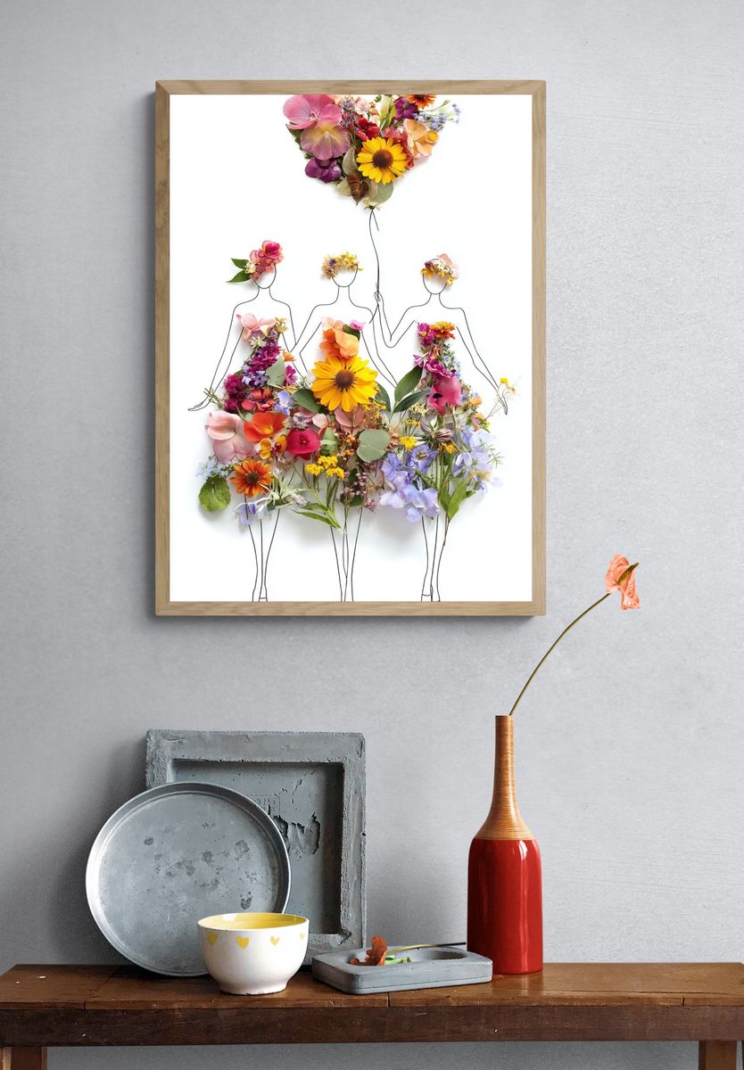 Floral Fashion Illustration Poster. — room view 3
