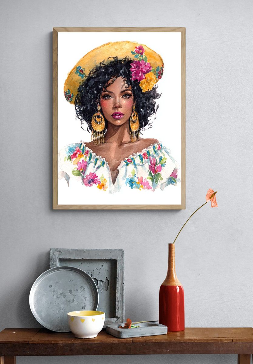 Floral Portrait — Watercolor Print. — room view 3