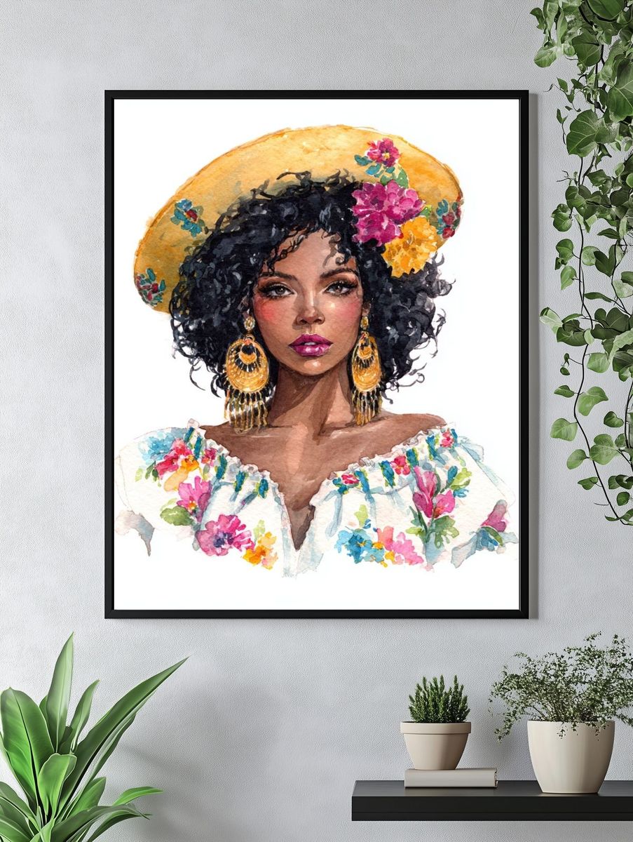 Floral Portrait — Watercolor Print. — room view 4